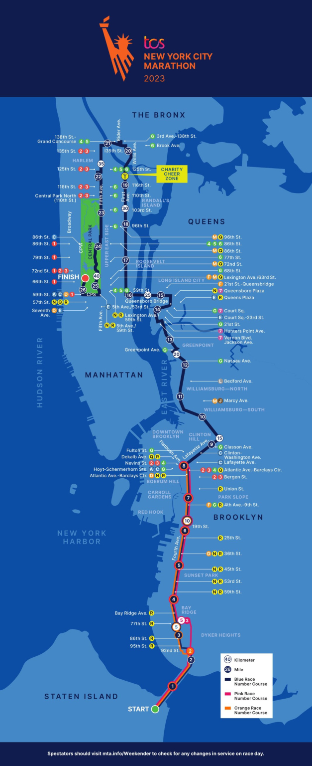 TCS NYC Marathon 2023 Course map TCS NYC Marathon 2023 Course map