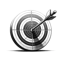 DALL·E 2024-03-06 21.04.55 - Pencil drawing on a completely white background, depicting an archery target with a single arrow embedded in it. The target features concentric circle DALL·E 2024-03-06 21.04.55 - Pencil drawing on a completely white background, depicting an archery target with a single arrow embedded in it. The target features concentric circle