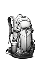 DALL·E 2023-10-25 21.44.05 - Pencil drawing on a pure white background of a taller 60-liter hiking backpack without the central vertical zipper, with a secure side pocket having a DALL·E 2023-10-25 21.44.05 - Pencil drawing on a pure white background of a taller 60-liter hiking backpack without the central vertical zipper, with a secure side pocket having a