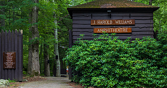 The entrance to the J. Harold Williams Amphitheatre at Camp Yawgoog, Rockville, Rhode Island, July 2024